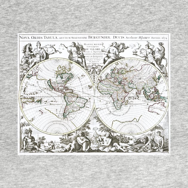 World map wall art 1694 dorm decor mappemonde Art Print by FrenchPrinting